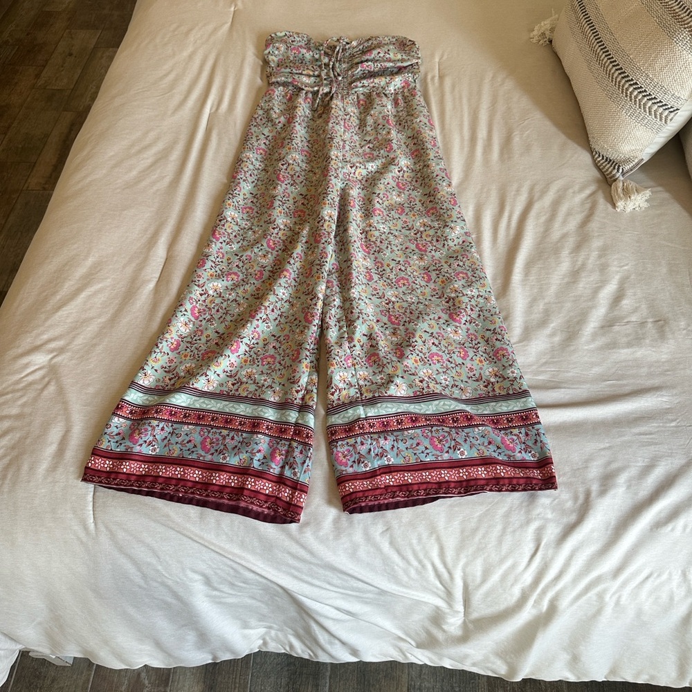 Chic Floral Strapless Jumpsuit